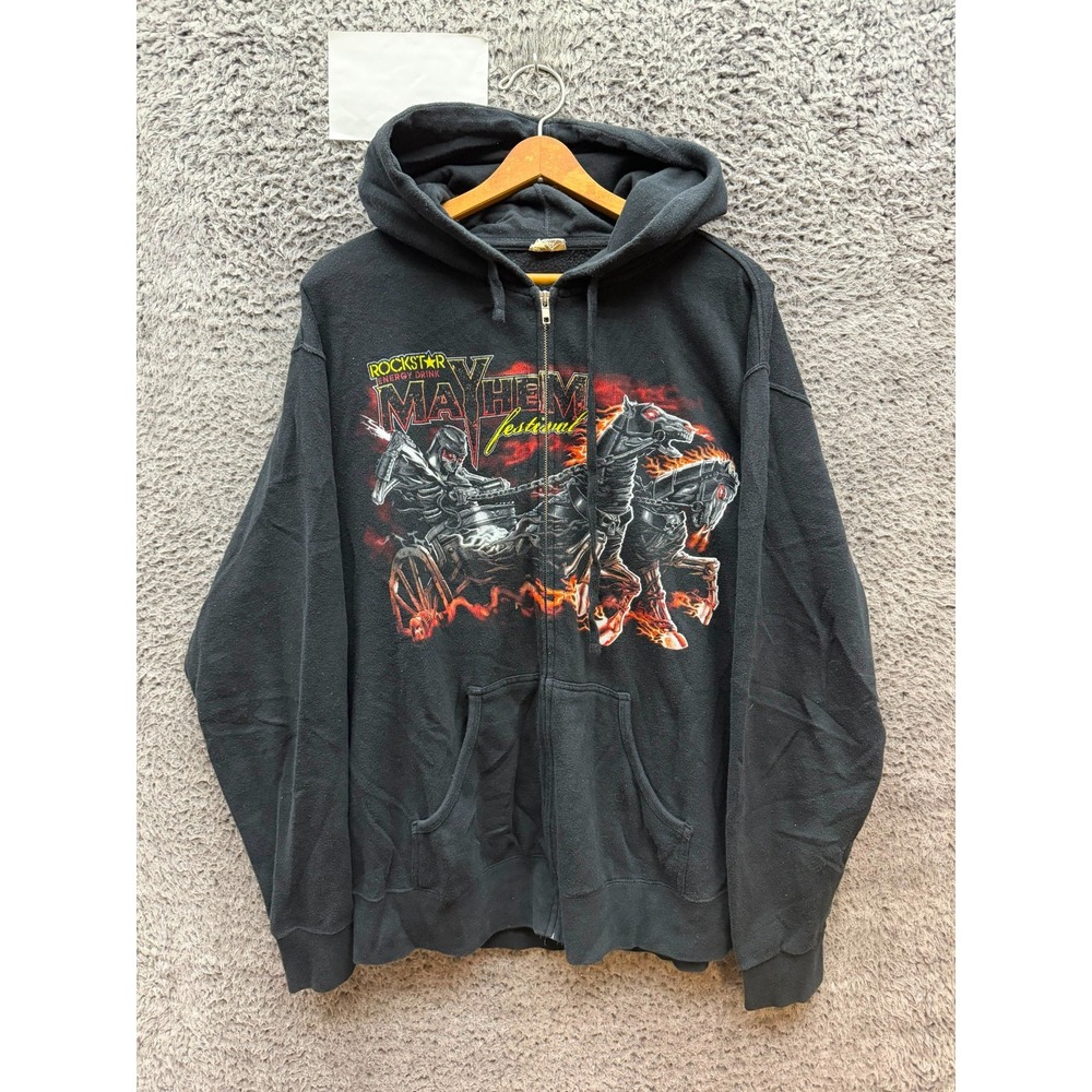 Rockstar Energy Drink Mayhem Festival 2011 Graphic Full Zip Hoodie Black Size XL